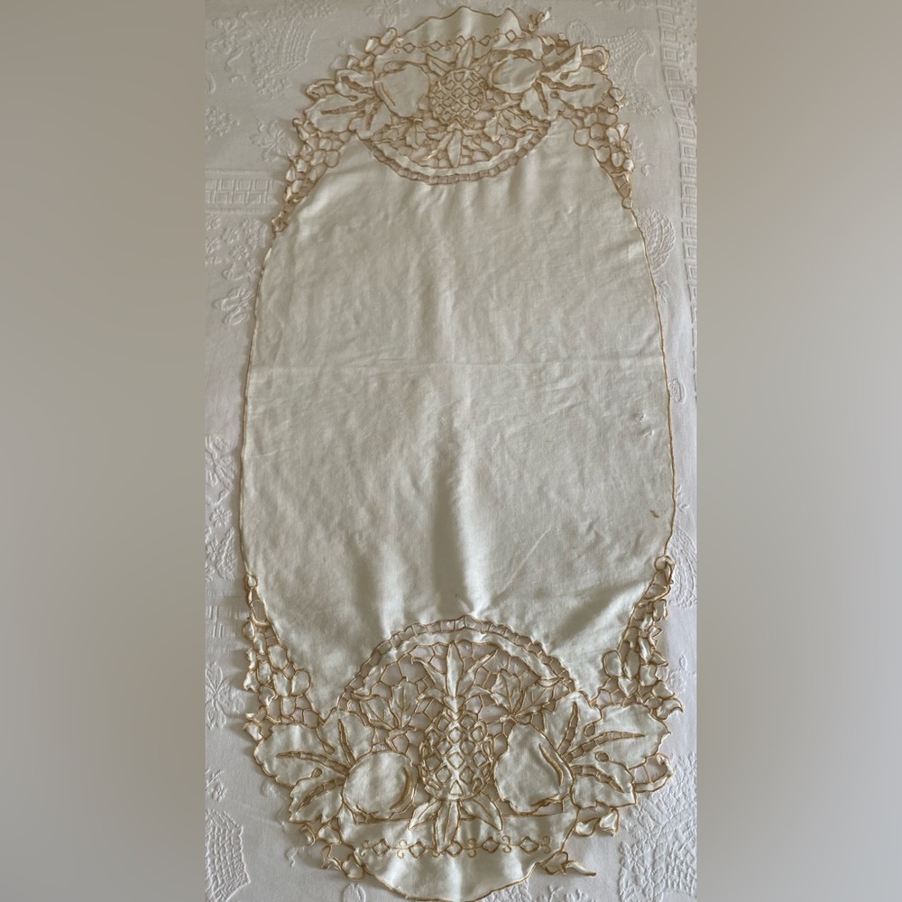 Vintage Handmade Cut Work Table Runner
